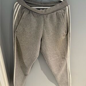 adidas Gray Kids Sweatpants with White Stripes